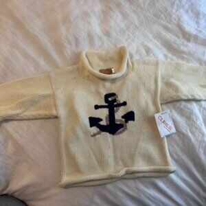 Ivory Anchor Rope Roll Neck Sweater